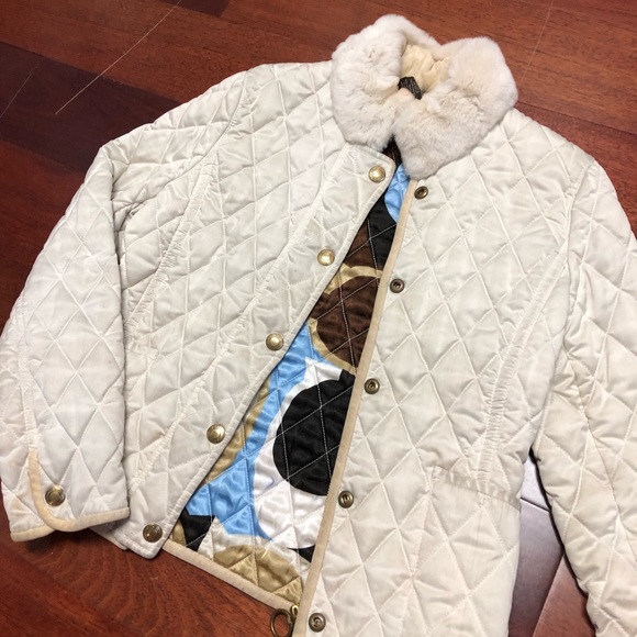 Winter White Coach jacket with rabbit fur - Picture 2 of 8